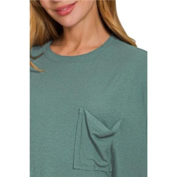 Zenana Oversized‎ Ribbed Round Neck Short Sleeve Tee - nwt - Picture 2 of 3